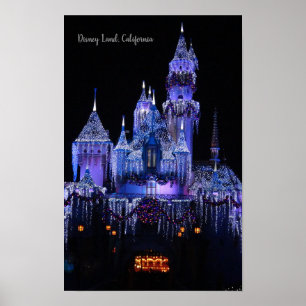 Póster Castillo de Disney World,California ,Noche