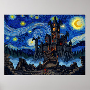 Póster Castillo de Drácula Castlevania Noche Estrellada e