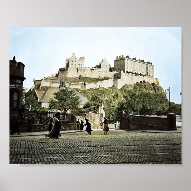 Póster Castillo de Edimburgo Escocia 1910 (Frente)