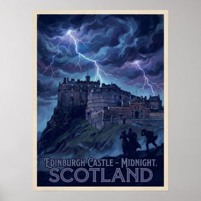 Póster Castillo de Edimburgo Tormenta de Medianoche Viaje (Frente)