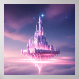 Póster Castillo de ensueño flotante sobre las nubes