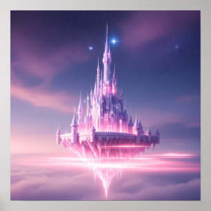 Póster Castillo de ensueño flotante sobre las nubes