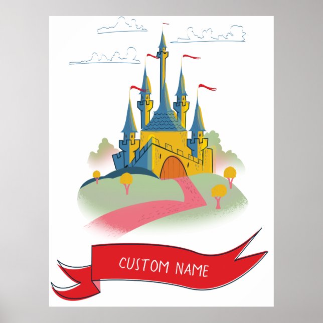 Póster Castillo de Fantasía con Texto Personalizado (Frente)
