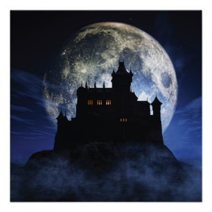 Póster Castillo de fantasía durante la noche
