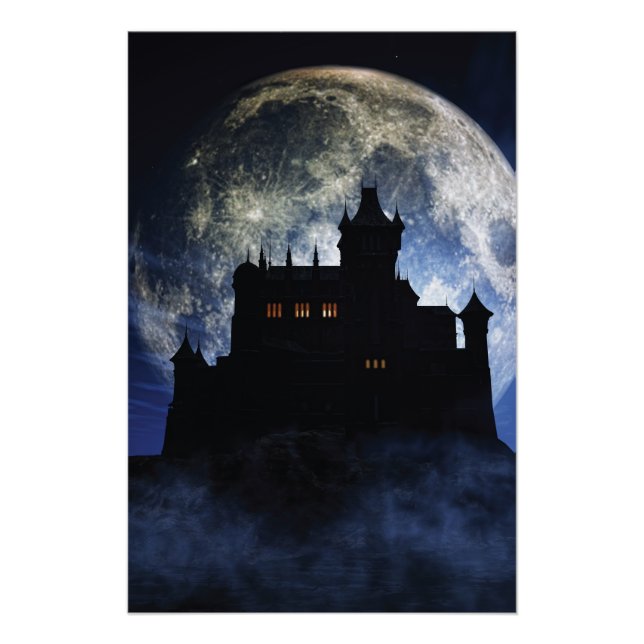 Póster Castillo de fantasía durante la noche (Anverso)
