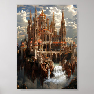 Póster Castillo de fantasía gótica en el paisaje onírico