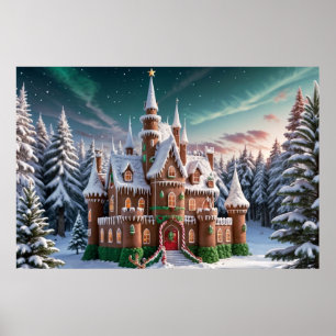 Póster Castillo de Gingerbread del Bosque de los Navidade