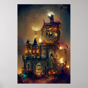 Póster Castillo de Halloween, Castillo Ghost, Poste de ar