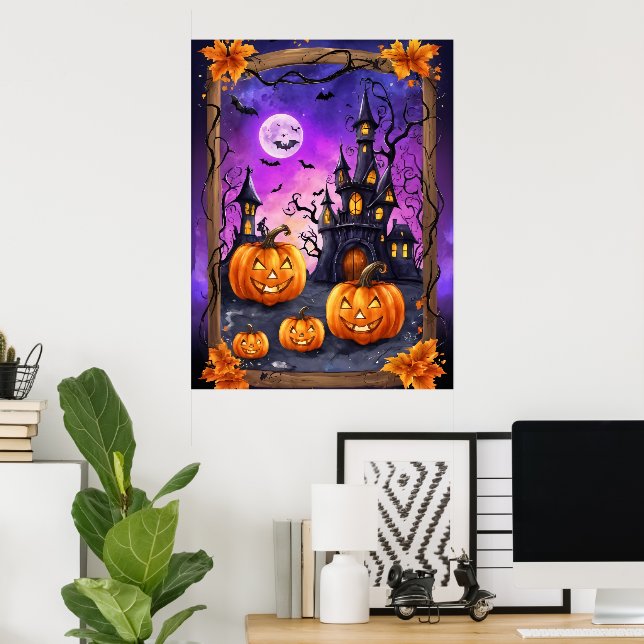 Póster Castillo de Halloween encantado (Oficina en casa)