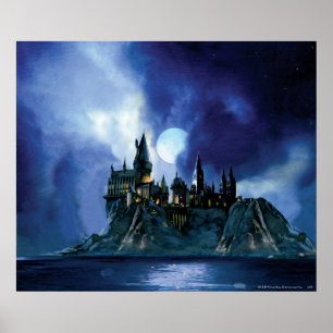 Póster Castillo de Harry Potter  Hogwares de noche