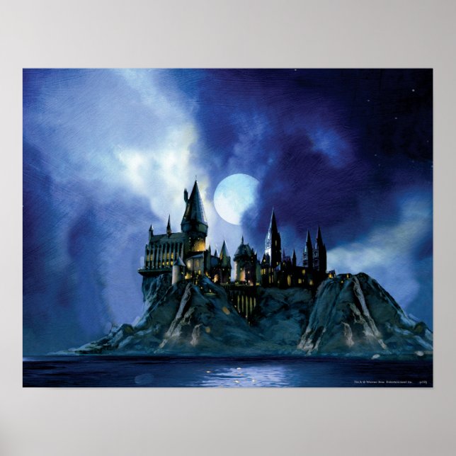 Póster Castillo de Harry Potter | Hogwares nocturnos (Frente)