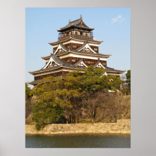 Póster Castillo de Hiroshima 広 島 城, Hiroshima, Japón