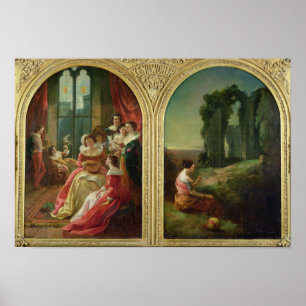 Póster Castillo de Kenilworth - pasado y presente, 1854