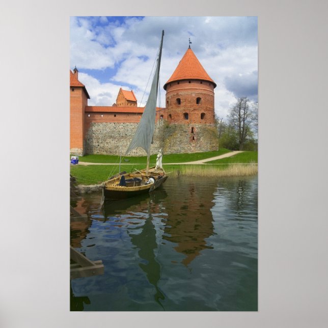 Póster Castillo de la Isla junto al lago Galve, Trakai, L (Frente)