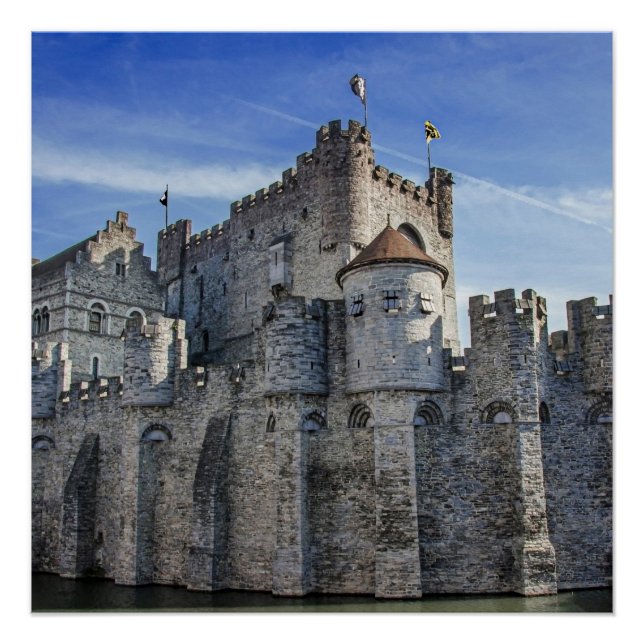 Póster Castillo de los Condes en Gante. (Anverso)