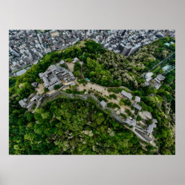 Póster Castillo de Matsuyama desde arriba