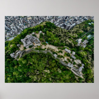 Póster Castillo de Matsuyama desde arriba