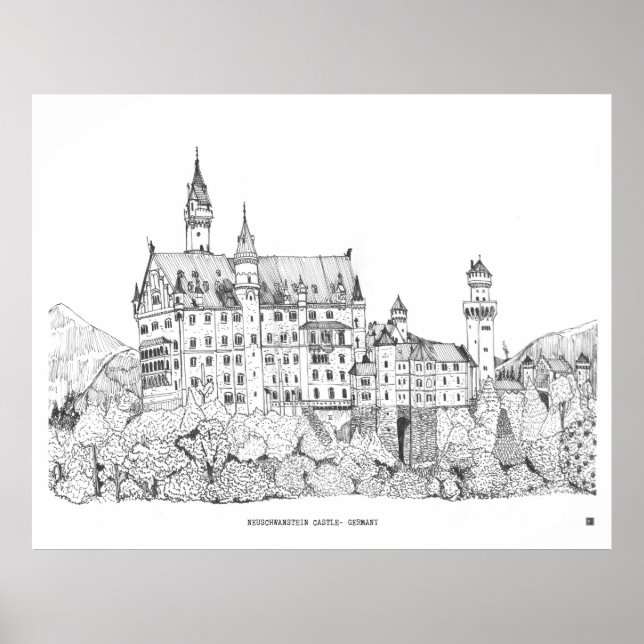 Póster Castillo de Neuschwanstein Alemania (Frente)