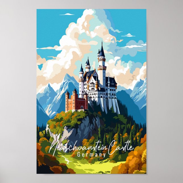 Póster Castillo de Neuschwanstein Alemania lugar de viaje (Frente)