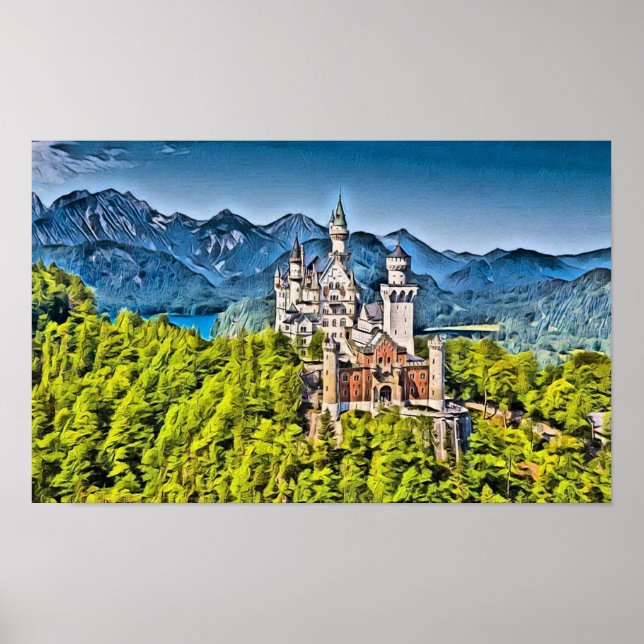 Póster Castillo de Neuschwanstein Bavaria Alemania (Frente)