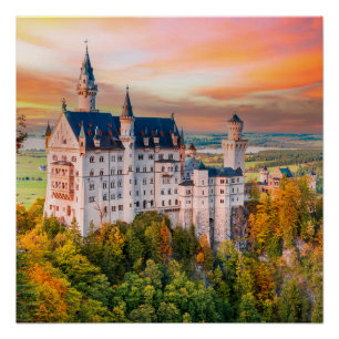 Póster Castillo de Neuschwanstein en Baviera