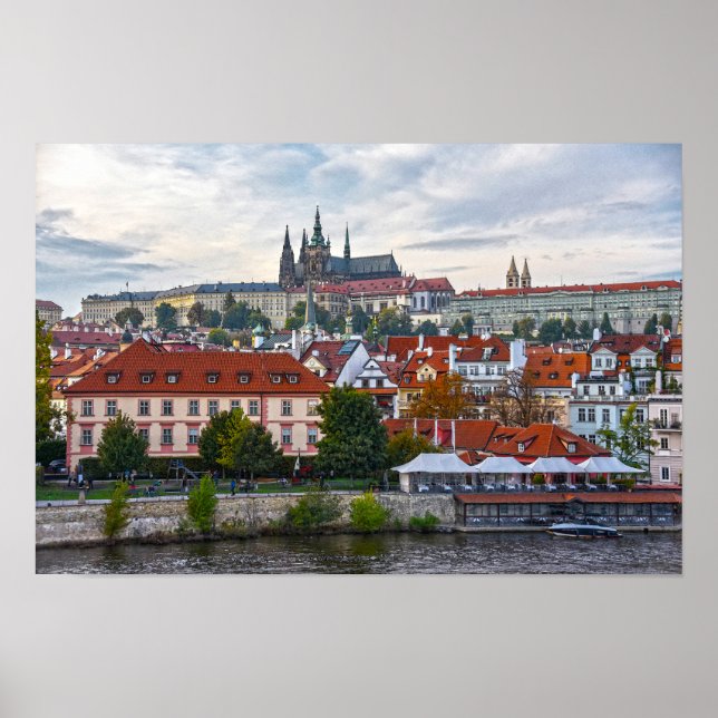 Póster Castillo de Praga con vista a Praga, República Che (Frente)