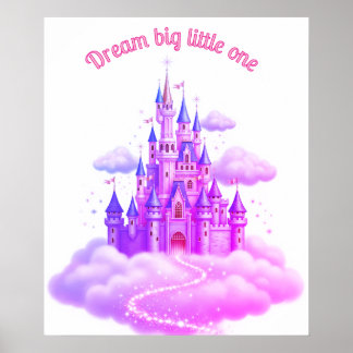 Póster Castillo de princesas rosadas y moradas, citación
