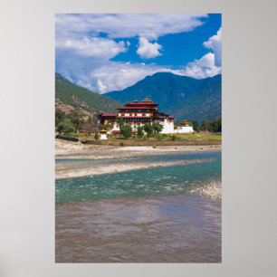 Póster Castillo de Punakha, Bután, Asia