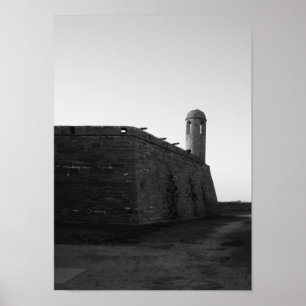 Póster Castillo de San Marcos St. Augustine Florida B&W