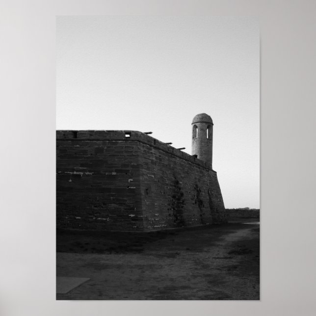Póster Castillo de San Marcos St. Augustine Florida B&W (Frente)