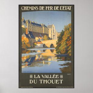 Póster Castillo de Thouars Valle de Thouet Francia Vintag