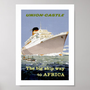Póster Castillo de Union-Castle "El gran barco camino a Á