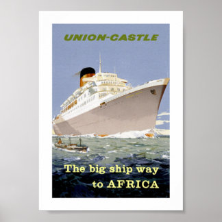 Póster Castillo de Union-Castle "El gran barco camino a Á