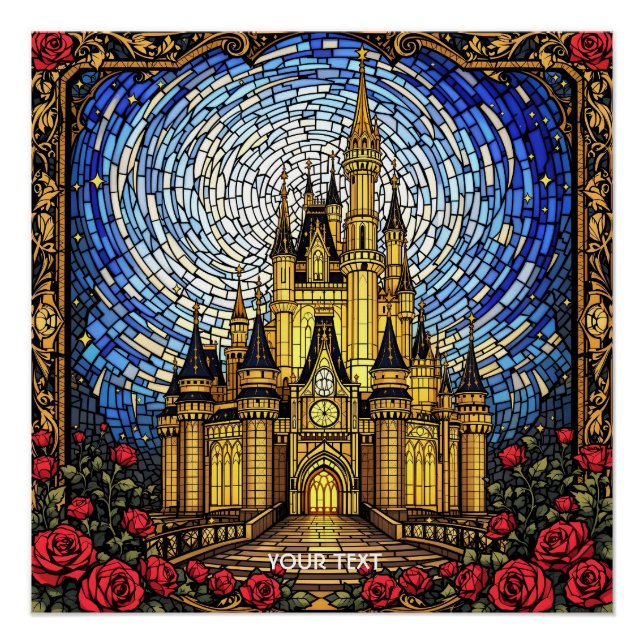 Póster Castillo de vidrio manchado con sabor a fantasía (Anverso)