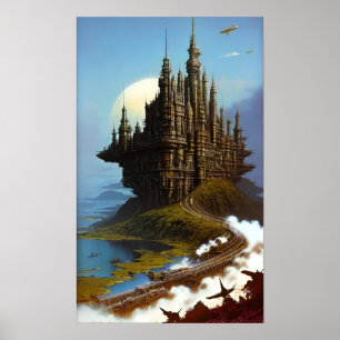 Póster Castillo del borde del agua