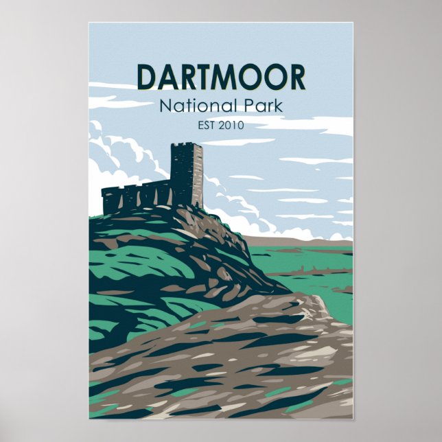 Póster Castillo del parque nacional Dartmoor Ruinas Ingla (Frente)
