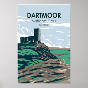 Póster Castillo del parque nacional Dartmoor Ruinas Ingla