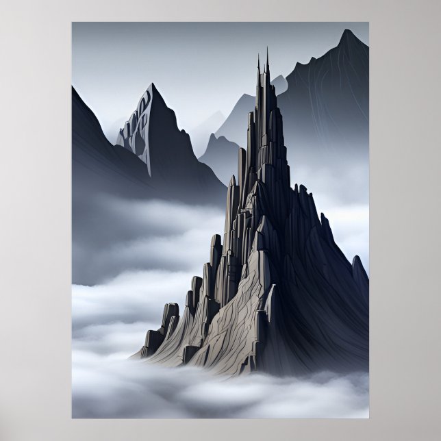 Póster Castillo elegante en Mystic Peaks AI Generative (Frente)