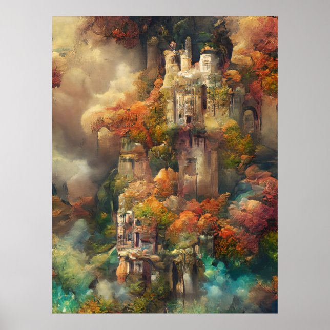 Póster Castillo En Bosque, Selva De Fantasía, Castillo Má (Frente)
