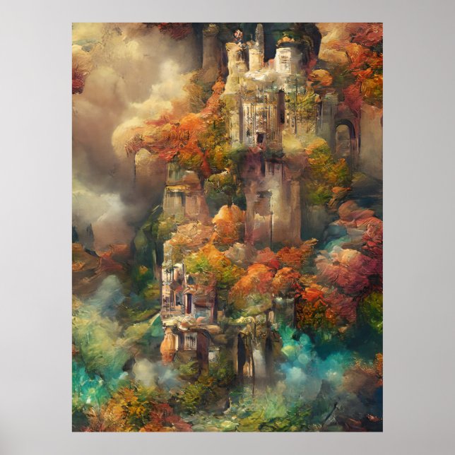 Póster Castillo En Bosque, Selva De Fantasía, Castillo Má (Frente)