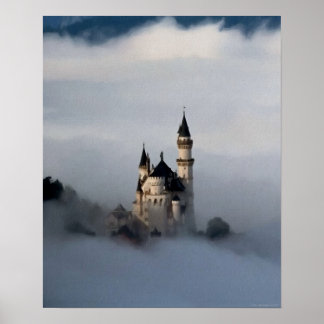 Póster Castillo en el Poster de las nubes