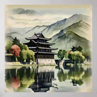 Póster Castillo en las Montañas