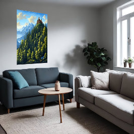 Póster Castillo en una colina en el bosque | Poster de ar