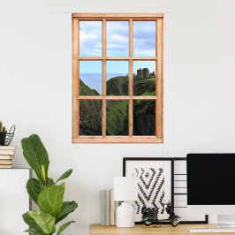 Póster Castillo escocés en vista de acantilado desde una 