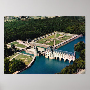 Póster Castillo francés Chenonceaux de Francia, el Loira