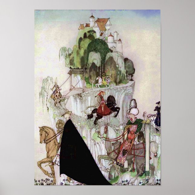 Póster Castillo gigante en una colina Bella Artes por Nie (Frente)