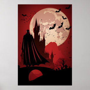 Póster Castillo gótico bajo una luna llena de Bram Stoker