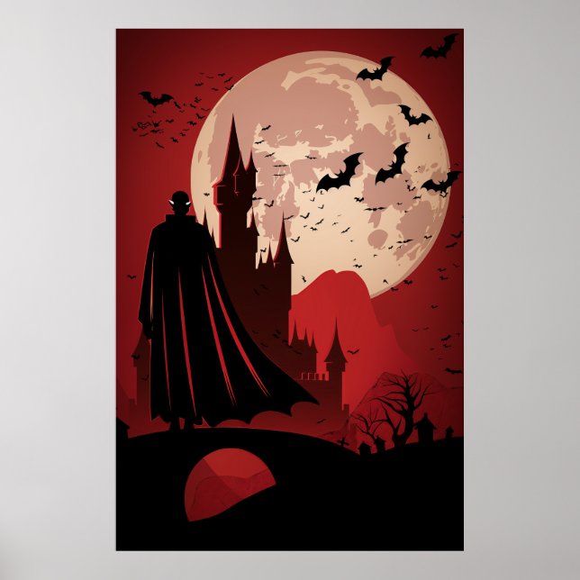Póster Castillo gótico bajo una luna llena de Bram Stoker (Frente)