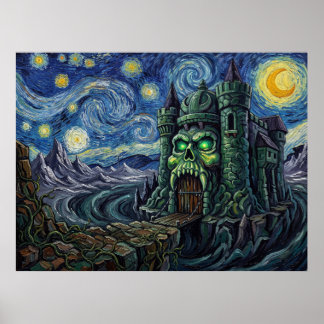 Póster Castillo Grayskull Noche Estrellada Paisaje de Fan