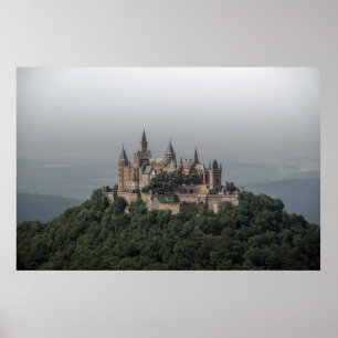 PÓSTER CASTILLO GRIS Y BLANCO EN COLINAS